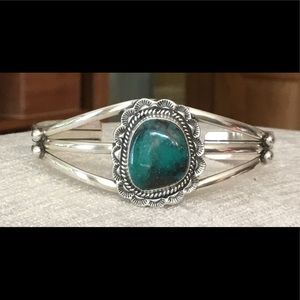 Native American sterling turquoise cuff bracelet